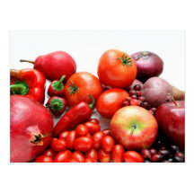 Rotes Obst und Gemüse Postkarte
