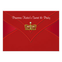 Rotes Party Goldprinzessin-Sweet 16 Personalisierte Einladungskarten