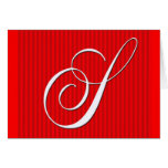Rotes Pin-Streifen-Monogramm Notecard- Anfangss Karten