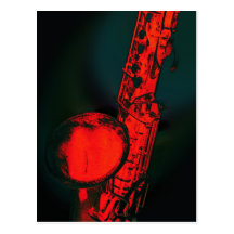 Rotes Saxophon 2 Postkarte