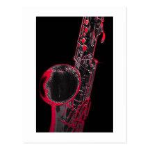 Rotes Saxophon Postkarte