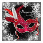Rotes Schneeflocke-Maskerade-Party Personalisierte Einladungskarte