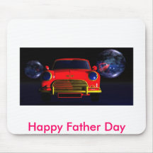 rotes Sportauto, glücklicher Vatertag Mousepads