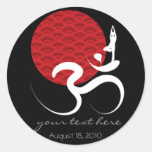 Rotes Sun-Yoga-geistiger Inder meditieren OM-Ohm-L Sticker