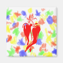rotes Tanzen des Chilipfeffers zwei abstrakt Magnets