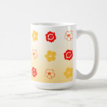Rotes u. orange Blumen-Muster: Kaffeetasse