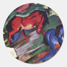 Rotes und blaues Pferd durch Marc Franz Aufkleber