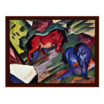 Rotes und blaues Pferd durch Marc Franz Postkarten