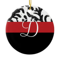 Rotes und schwarzes Blumenmonogramm ornaments
