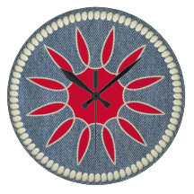 Rotes Weiß u. BlueJeans - RockStar Uhr Wanduhren