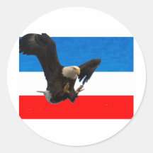 ROTES WEISSES UND BLAUES EAGLE RUNDE STICKER