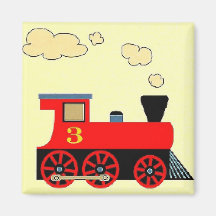 "Rotes Zug-Nr. 3" Kühlschrankmagnet QUADRAT