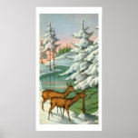 Rotwild im Winter Posterdruck
