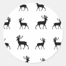 Rotwild kopieren in Schwarzweiss Runder Sticker