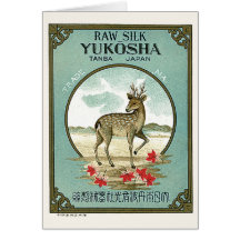 Rotwild-Vintager japanischer Silk Aufkleber Grußkarten