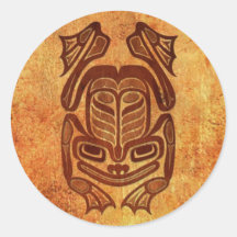 Rough Native Haida Art Frog Round Sticker