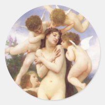 Rückkehr des Frühlinges durch Bouguereau, Vintage  Runde Sticker