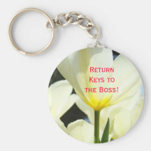 Rücktasten zum Chef! keychains Weiß-Tulpen Schlüsselanhänger