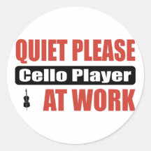 Ruhe-bitte Cello-Spieler bei der Arbeit Runder Aufkleber