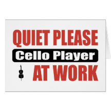 Ruhe-bitte Cello-Spieler bei der Arbeit Grußkarten