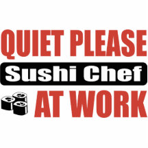 Ruhe-bitte Sushi-Koch bei der Arbeit Ausschnitt