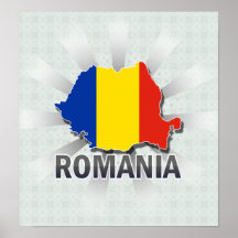 Rumänien-Flaggen-Karte 2,0 Plakatdruck