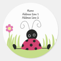 RUNDER ADRESSEN-ETIKETTEN kleiner Marienkäfer Sticker