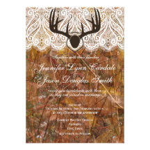 Rustic Country Camo Hunting Antlers Wedding Invite