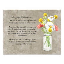 Rustic Country Mason Jar Bouquet Crackle Swirls Announcements
