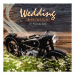 Rustikale Vintage Motorrad-Hochzeits-Einladungen