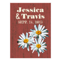 Rustikale Wedding Barnwood Gänseblümchen Personalisierte Einladungskarten