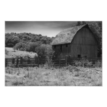 Rustikaler Scheunen-Fotografie-Schwarzweiss-Druck