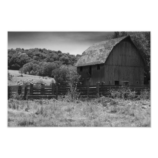 Rustikaler Scheunen-Fotografie-Schwarzweiss-Druck