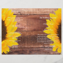 Rustikales Sonnenblume-Land-Hochzeits-Programm Flyer Druck