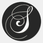 S-Monogramm - elegantes Schwarzweiss Runder Sticker