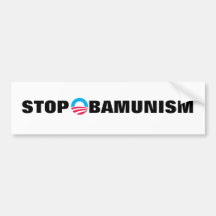 S-RoundObamaSymbol, HALT OBAMUNISM Autosticker