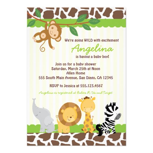 Safari-Dschungel-Affe-Babyparty-Einladungen
