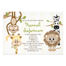 Safari-Dschungel-Babyparty-Einladungen