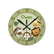 Safari-Dschungel-tierische personalisierte Wand-Uh