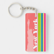 Salmon Pink & Seafoam Green; New york Acrylic Keychains