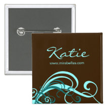 Salon-Namensumbau-Knopf-Broschenblau-Wirbel Buttons