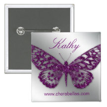 Salon-Schmetterlings-Namen-Umbau-Knopf-Silber lila Button