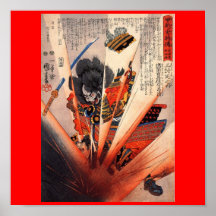 Samurai-Malerei, circa 1800's Plakate