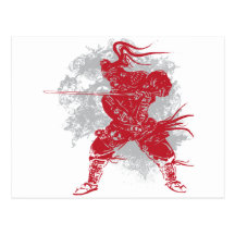 Samurai-Pose Postkarte