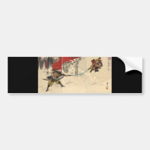Samuraikampf im Schnee circa 1890 Auto Aufkleber