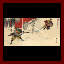 Samuraikampf im Schnee circa 1890 poster