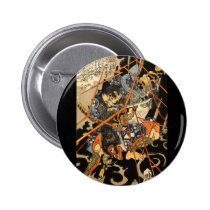 Samurais, die großes Monster, circa 1800's kämpfen buttons