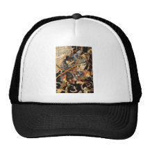 Samurais, die großes Monster, circa 1800's kämpfen Baseball Kappen