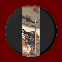 Samurais mit seinem Hund, circa 1800's magnete