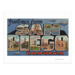 San Diego, Kalifornien - große Buchstabe-Szenen Postkarte